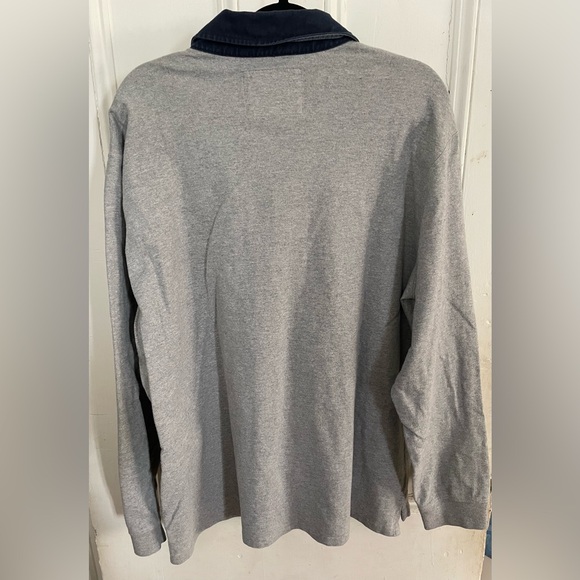 L.L. Bean Men’s Long Sleeve Polo Rugby Shirt Gray XL Regular 100% Cotton - Picture 5 of 5